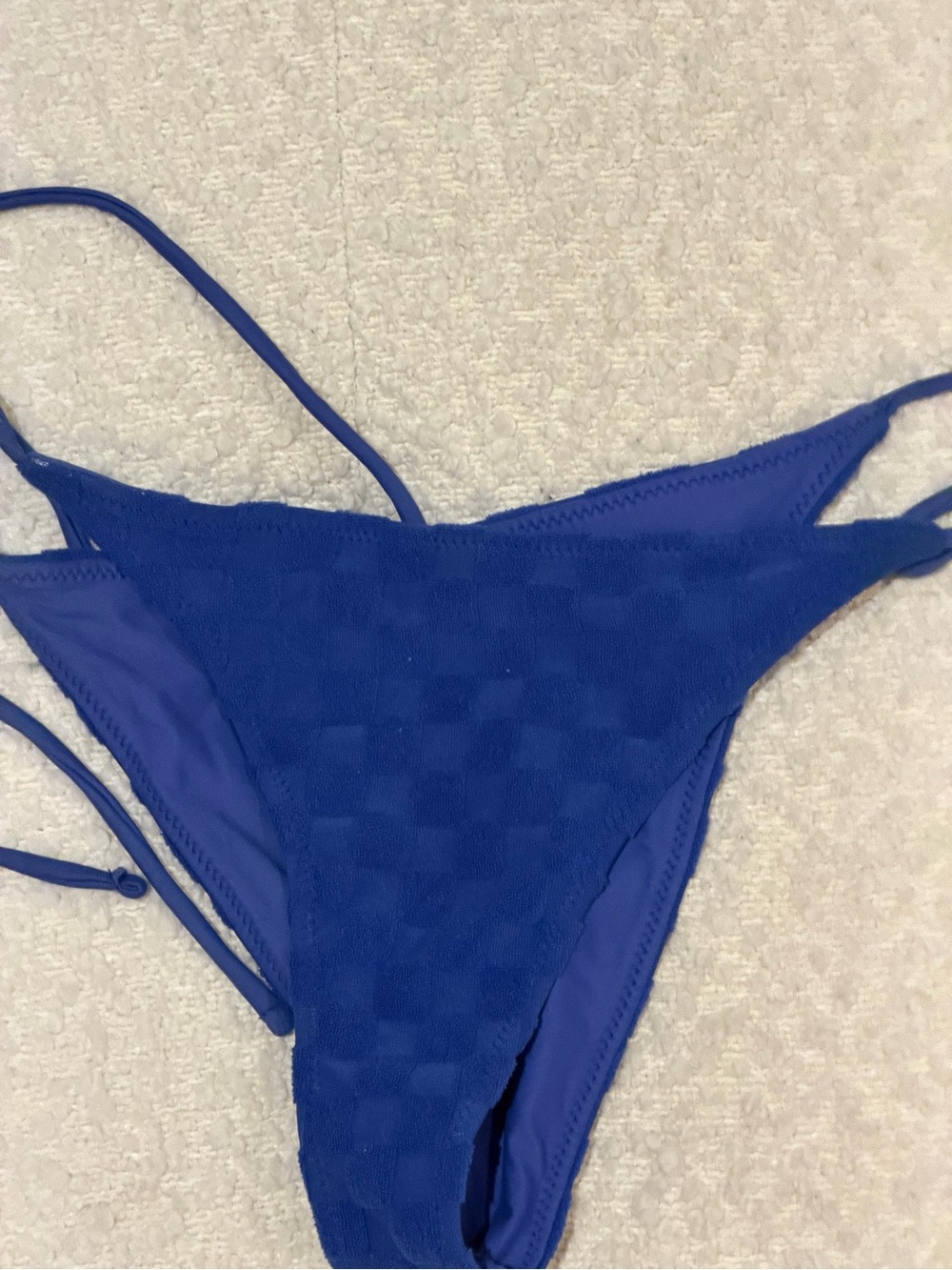 TJ Swim Blue Textured Triangle String Bikini Set - Picture 3 of 4